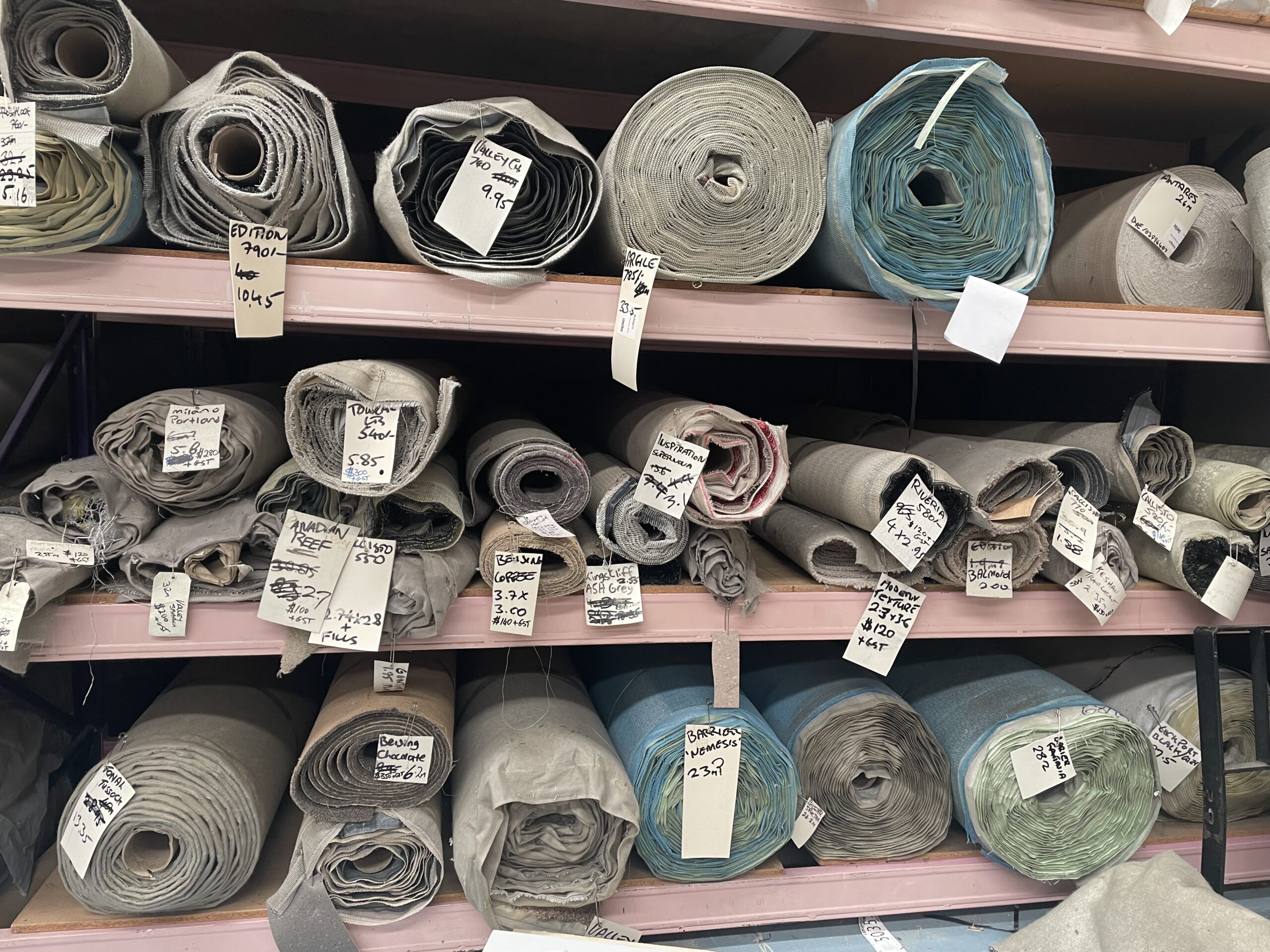 Photo of rolls of carpet remnants - request a quote